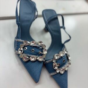 Blue Embellished Women's Shoes